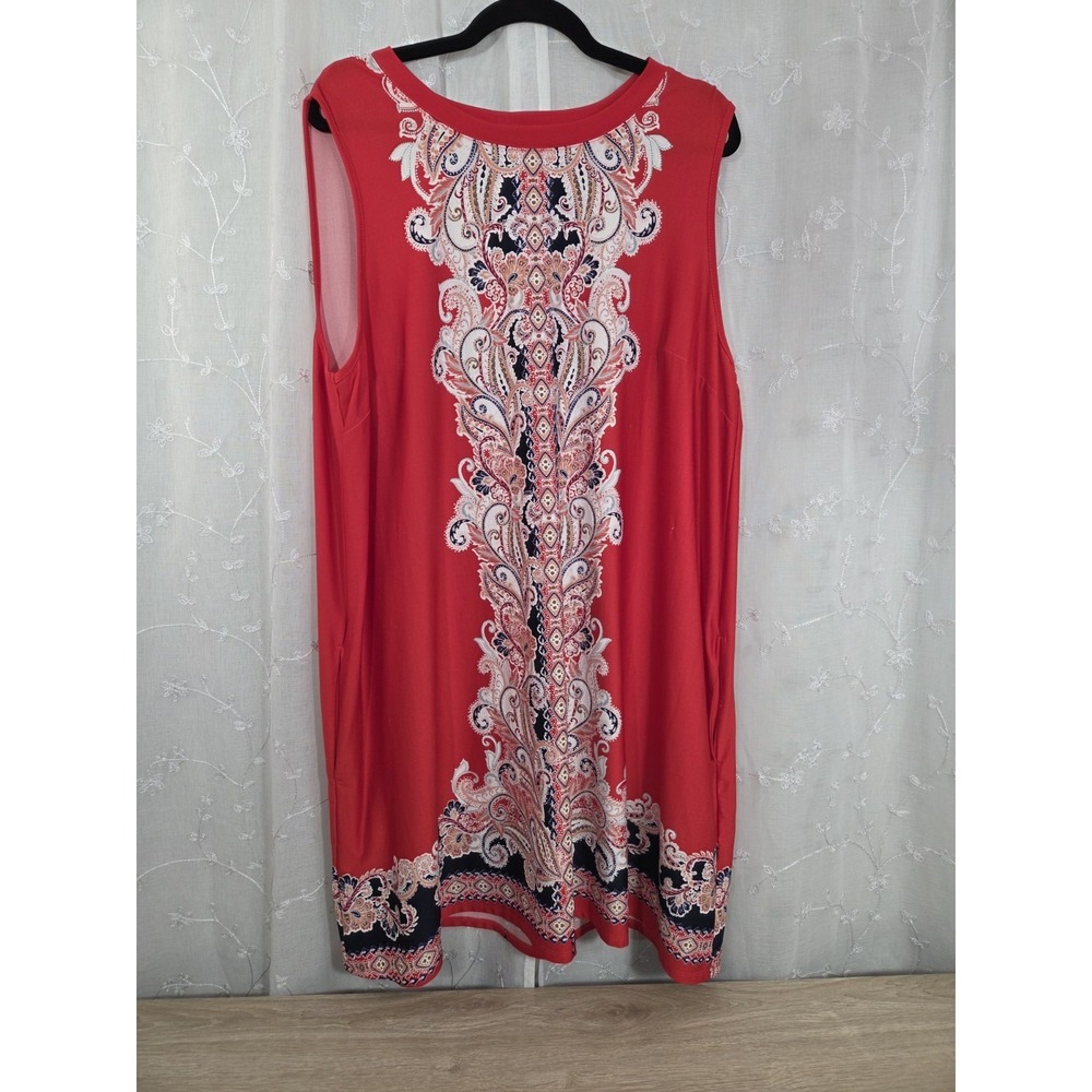 Apt.9 Royal Red Sleeveless Dress‎ Paisley 2XL * flaw*
